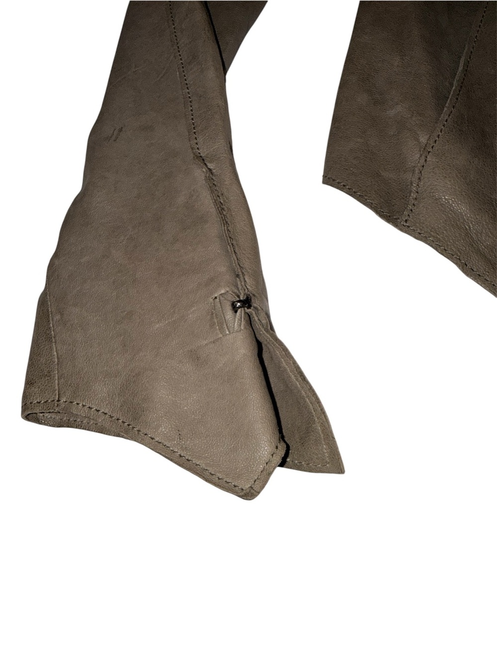 Beautiful Helmut Lang Olive Taupe Asymmetrical Draped Leather Jacket - Picture 11 of 13